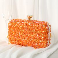 Red Purple Green Iron Solid Color Beading Evening Bags sku image 6