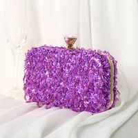 Red Purple Green Iron Solid Color Beading Evening Bags sku image 2