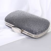 Black Gold Silver Nylon Solid Color Oval Clutch Evening Bag main image 5