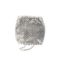 Black Gold Silver Rhinestone Polyester Solid Color Rhinestone Cylindrical Clutch Evening Bag main image 5
