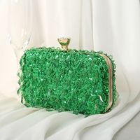 Red Purple Green Iron Solid Color Beading Evening Bags sku image 3