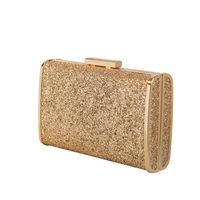 Black Pink Gold Pu Leather Solid Color Square Clutch Evening Bag main image 6