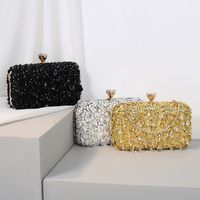 Red Purple Green Iron Solid Color Beading Evening Bags main image 6