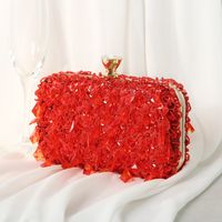 Red Purple Green Iron Solid Color Beading Evening Bags sku image 1