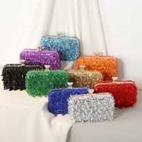Red Purple Green Iron Solid Color Beading Evening Bags main image 1