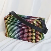 Rainbow Polyester Colorful Rhinestone Cylindrical Clutch Evening Bag sku image 1