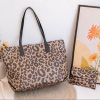 Women's Large Pu Leather Leopard Fashion Square Zipper Tote Bag main image 5