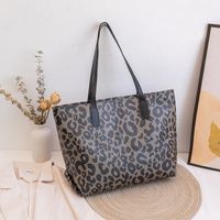 Women's Large Pu Leather Leopard Fashion Square Zipper Tote Bag sku image 3