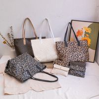 Women's Large Pu Leather Leopard Fashion Square Zipper Tote Bag main image 1