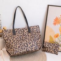 Women's Large Pu Leather Leopard Fashion Square Zipper Tote Bag sku image 4