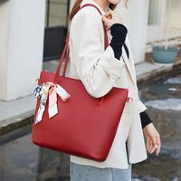 Women's Large Pu Leather Solid Color Fashion Square Zipper Tote Bag main image 2