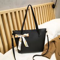Women's Large Pu Leather Solid Color Fashion Square Zipper Tote Bag sku image 2