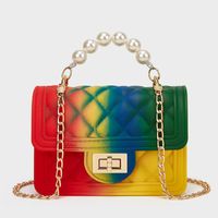 Women's Small Pvc Gradient Color Fashion Square Lock Clasp Square Bag sku image 4
