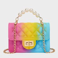 Women's Small Pvc Gradient Color Fashion Square Lock Clasp Square Bag sku image 3