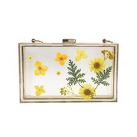 Yellow Blue Arylic Flower Square Clutch Evening Bag sku image 1