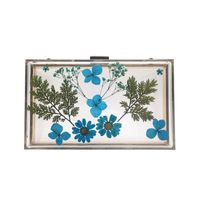 Yellow Blue Arylic Flower Square Clutch Evening Bag sku image 2