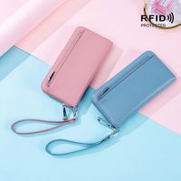 Women's Solid Color Leather Zipper Wallets main image 4