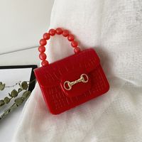 Mujeres Pequeña Pvc Color Sólido Moda Cuadrado Hebilla Magnética Bolsa De Gelatina sku image 5