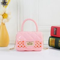 Unisex Mini Pvc Solid Color Cute Square Lock Clasp Square Bag main image 4