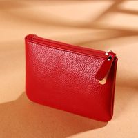 Unisex Solid Color Pu Leather Zipper Coin Purses sku image 1