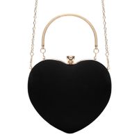 Red Black Velvet Solid Color Heart-shaped Evening Bags sku image 2