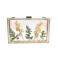 Yellow Blue Arylic Flower Square Clutch Evening Bag sku image 3