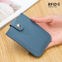 Women's Solid Color Leather Zipper Card Holders main image 4