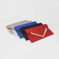 Red Black Royal Blue Pu Leather Solid Color Square Clutch Evening Bag main image 6