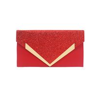 Red Black Royal Blue Pu Leather Solid Color Square Clutch Evening Bag main image 4
