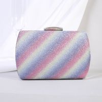 White Pu Leather Stripe Chain Square Clutch Evening Bag main image 1