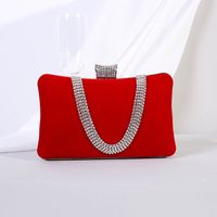 Red Purple Black Velvet Solid Color Pillow Shape Clutch Evening Bag sku image 1