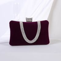 Red Purple Black Velvet Solid Color Pillow Shape Clutch Evening Bag sku image 2