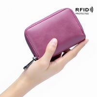 Men's Solid Color Leather Zipper Card Holders main image 5