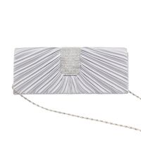 Black Gold Silver Satin Solid Color Square Hot Drill Clutch Evening Bag main image 4
