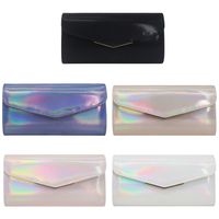 White Black Pink Pu Leather Solid Color Claw Chain Square Clutch Evening Bag main image 1