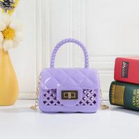 Unisex Mini Pvc Solid Color Cute Square Lock Clasp Square Bag sku image 4