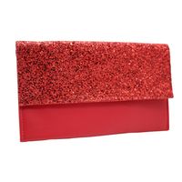 Red Black Gold Pu Leather Solid Color Square Clutch Evening Bag sku image 1