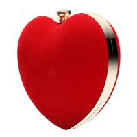 Red Black Velvet Solid Color Heart-shaped Evening Bags main image 3