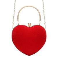 Red Black Velvet Solid Color Heart-shaped Evening Bags sku image 1