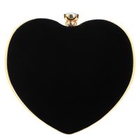Red Black Velvet Solid Color Heart-shaped Evening Bags main image 6
