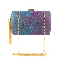 Satin Solid Color Tassel Square Evening Bags main image 5
