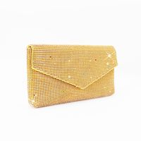 Black Gold Silver Polyester Solid Color Rhinestone Square Clutch Evening Bag main image 5