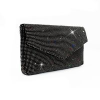 Black Gold Silver Polyester Solid Color Rhinestone Square Clutch Evening Bag sku image 1
