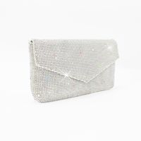 Black Gold Silver Polyester Solid Color Rhinestone Square Clutch Evening Bag main image 4