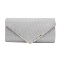 White Black Gold Metal Flash Fabric Solid Color Chain Square Clutch Evening Bag main image 5