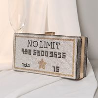 White Red Blue Pu Leather Letter Square Clutch Evening Bag sku image 1