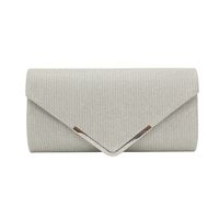 White Black Gold Metal Flash Fabric Solid Color Chain Square Clutch Evening Bag sku image 1