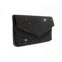 Black Gold Silver Polyester Solid Color Rhinestone Square Clutch Evening Bag main image 5