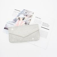 Black Gold Silver Polyester Solid Color Rhinestone Square Clutch Evening Bag sku image 3