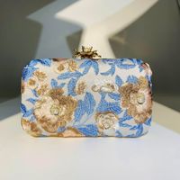 Polyester Flower Embroidery Square Evening Bags sku image 2